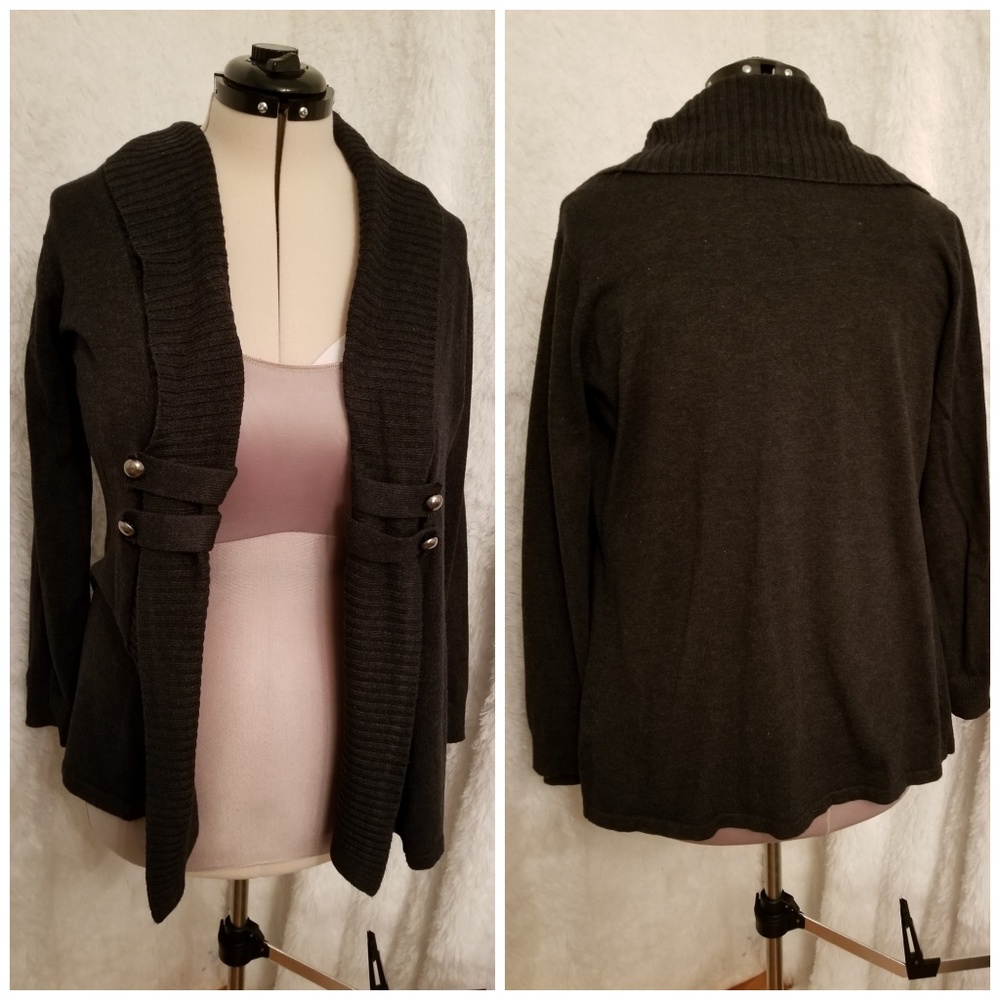 Gray Open Cardigan